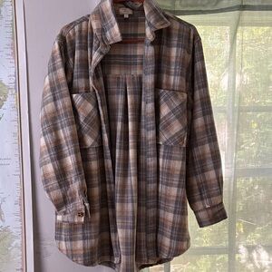 Dizzy Lizzie Plaid Flannel Shacket Women’s Large Oversized Button UpShirt Jacket